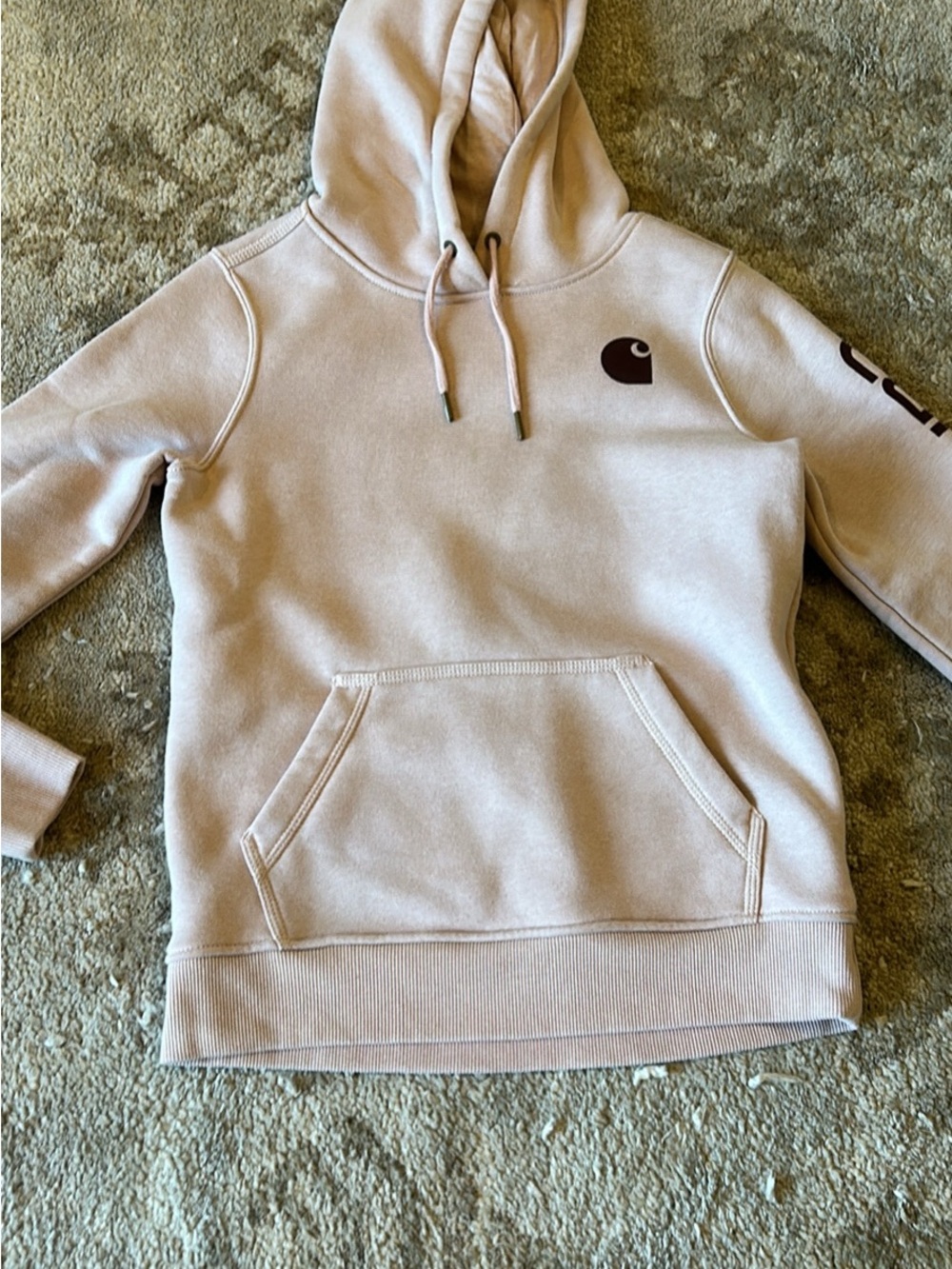 Carhartt Pale Beige Hooded Pullover with Dark Logo